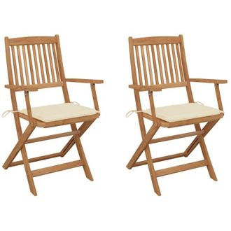 vidaXL Sillas De Jard&iacute;n Plegables 2 Uds Y Cojines Madera Maciza Acacia Vidaxl