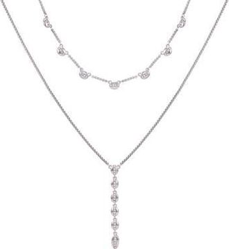 Vince Camuto Pav&eacute; Crystal Layered Chain Necklace in Silver Tone at Nordstrom Rack
