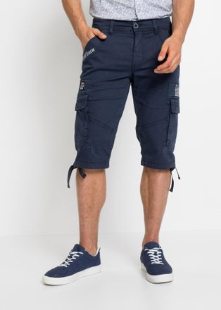 Bonprix Longbermudas BONPRIX, Herren, Gr. 48, N-Gr, dunkelblau bedruckt, Web, Obermaterial: 97% Baumwolle, 3% Elasthan, regular fit, Hosen Longbermudas, aus l