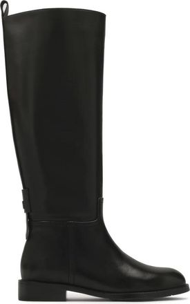 Kazar Klassieke zwarte laarzen op een platte zool - Dames - Hoge Laarzen - Zwart - 40 EU - Leer - Schoenen