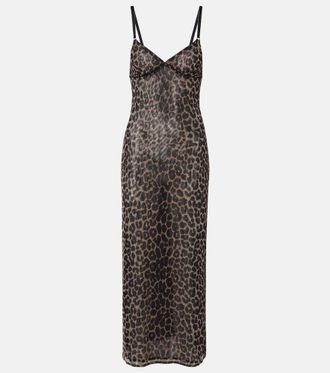 Saint Laurent Vestido lencero de tul estampado
