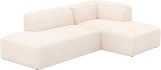 Rendez-Vous D&eacute;co Sof&aacute; modular de terciopelo acanalado de 4 plazas en esquina derecha