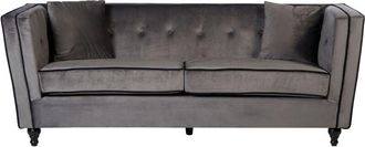 Premier Housewares Ferris Grey Velvet 3 Seat Sofa