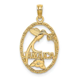Diamond2Deal 14k Yellow Gold JAMAICA Bird Flowers Charm