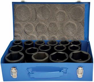 Adler Europe Juego De Dados De Impacto 1 15 Piezas, Herramienta Profesional Para Ensamblaje Y Mantenimiento, Dise&ntilde;o Reforzado, Recubrimiento Protector, Alta Resist