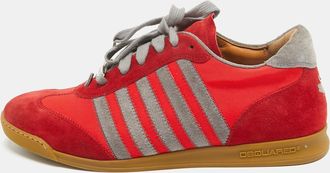 Dsquared2 Red/grey Suede And Canvas Low Top Sneakers