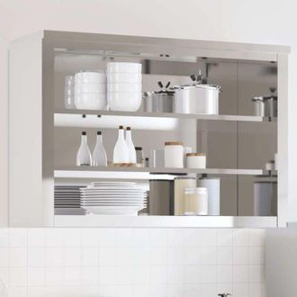 vidaXL vidaXL Mobile Cucina da Parete con Ripiani in Acciaio Inossidabile