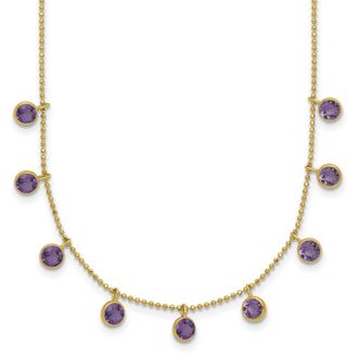 Diamond2Deal 14k Yellow Gold Multi-color Gemstone Pendant Necklace 16