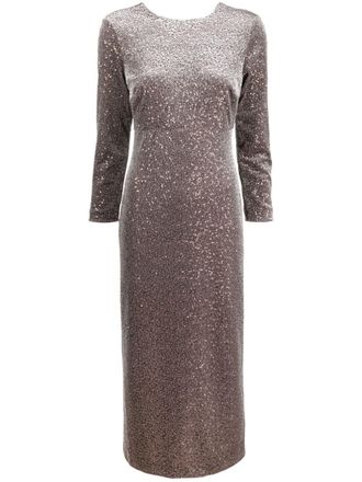 PESERICO sequin-embellished velvet midi dress - Brown