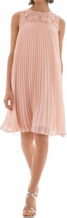 Joseph Ribkoff Chiffon And Lace Sleeveless Pleated Dress In Quartz