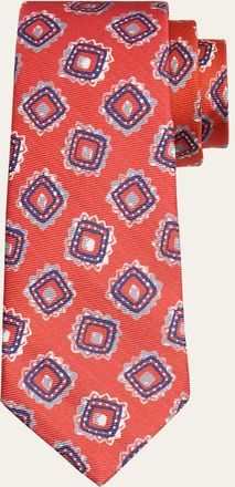 Kiton Mens Large Medallion Silk Tie