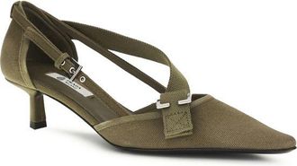 Prada Womens Cotton Mid-Heel Pump Beige