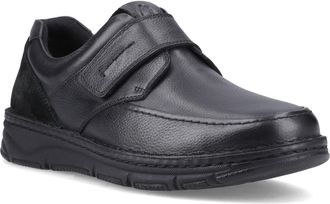 Hush Puppies Forde Klitteband Leren Heren Zwarte Instappers