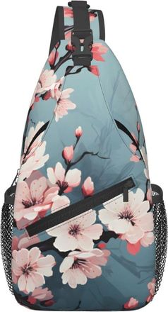 Generic Pink Cherries Flowers In Full Bloom Sling Bag Anti Theft Cross Body Bag Trendy Crossbody Bags For Camping Men Traveling