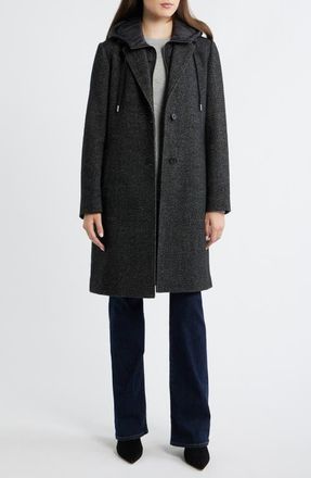 Lucky Brand Walker Coat with Hooded Bib Inset in Dark Charcoal Herring at Nordstrom, Size X-Small