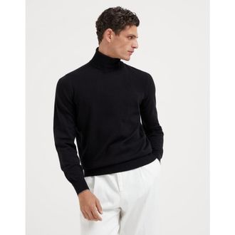 Brunello Cucinelli Mens Black Wool Turtleneck Sweater, Size 54