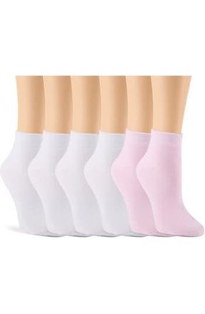 Shelli Segal 6-Pack Full Cushion Ankle Socks in Whisper Pink/White at Nordstrom Rack, Size 9/11