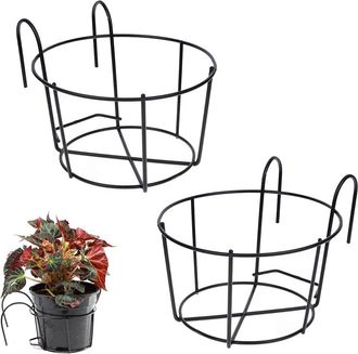 OEM Soporte Para Maceta - Hierro Galvanizado - Forma Redonda - Para Valla O Balcon - 2 Unidades