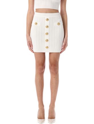 Balmain Fine Ribbed Knit Skirt