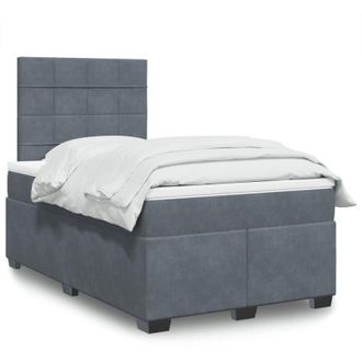 vidaXL Cama Box Spring Con Colch&oacute;n Terciopelo Gris Oscuro 120x200 Cm Vidaxl