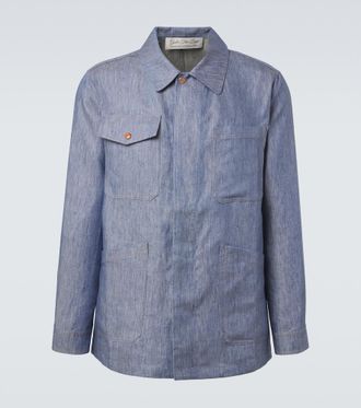 God's True Cashmere Linen denim jacket with carnelian