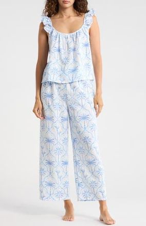 PJ Salvage Ruffle Long Pajamas in Ice Blue at Nordstrom Rack, Size X-Small