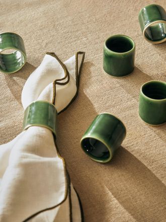 Mervyn Gers Ceramics Hand-Glazed Ceramic Napkin Rings (Set of 6)