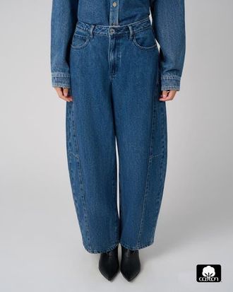 WeWoreWhat Mid Rise Barrel Jeans in Mid Wash at Nordstrom, Size 30