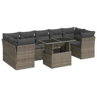 vidaXL Vidaxl - Set Divano Da Giardino 8 Pz Con Cuscini Grigio In Polyrattan
