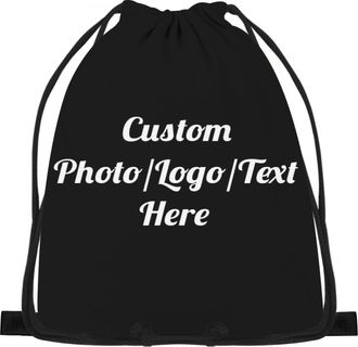 Generic Personalized Drawstring bag Backpacks gym backpack for men custom logo custom bags with logo cinch bags 42cmx49cm (Black, 1 Bag)
