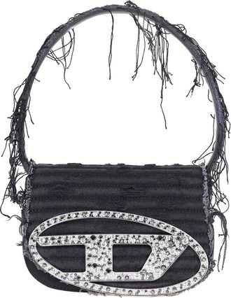 Diesel 1Dr Bag In Black Canvas With Applied Crystals