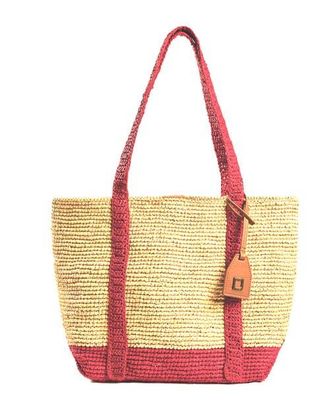 Raf&eacute; New York Boat Tote Lg Large Tote in Natural /Red at Nordstrom