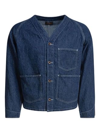 Beams Plus raglan-sleeves denim jacket - men - Flax - S - Blue