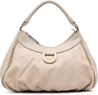 Gucci Pre-owned Womens Gg Monogram Leather Hobo - Ivory - One Size