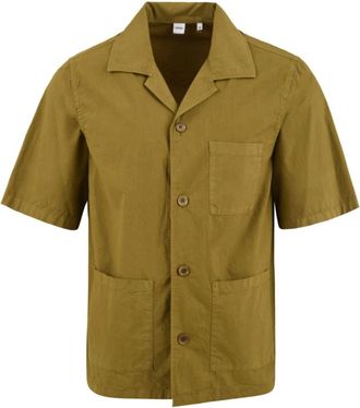 Aspesi Korte Mouw Poplin Shirt - Heren - Korte mouwen Overhemden - Bruin - XL - Katoen - Overhemden