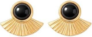 Gabi Rielle Noir Agate Halo Stud Earrings in Gold at Nordstrom Rack