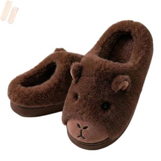 Generic Capybara Slippers for Women Kids Cute Animal Plush Home Shoes Warm Fuzzy Winter Indoor Footwear (Dark brown Classic, M, Adult, Women, 9, Numeric Range