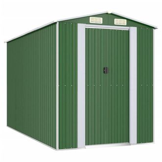 Berkfield Home Garden Shed Green 192x357x223 cm Galvanised Steel | Size: 192 x 357 x 223 cm