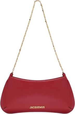 Jacquemus Le Petit Bisou Chaine Small Shoulder Bag - Dames - Schoudertassen - Rood - ONE Size - Leer - Tassen