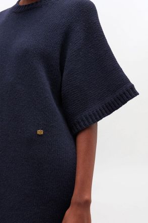 Ganni Navy Dark Blue Wool Mix Dress