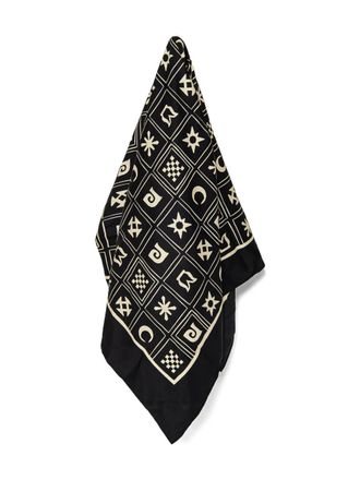 Nanushka Miani printed scarf - unisex - Silk - One Size - Black
