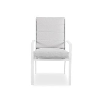 ED&Egrave;N JARD&Iacute; Silla aluminio de jard&iacute;n apilable blanco con coj&iacute;n gris 59 x 64 x 96cm