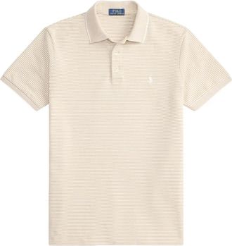 Ralph Lauren Custom Slim gestreepte stretch mesh polo - Heren - Polos - Beige - 2XL - Katoen - Tops