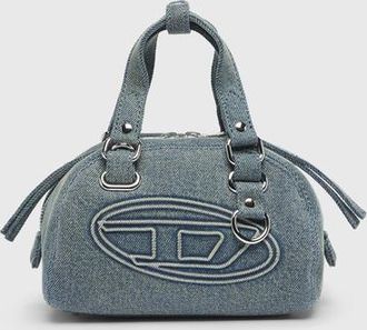 Diesel 1DR Dome-Small bowling bag in denim with Oval D logo - Crossbody Bags - Unisex - Blue