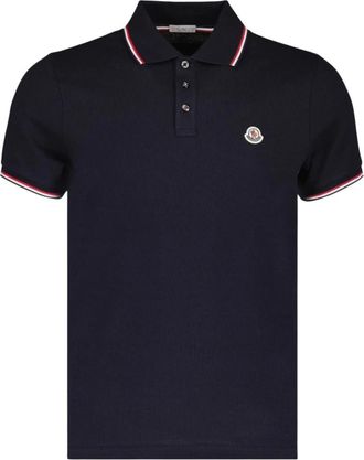 Moncler Polo in Piqu&eacute; - - Tops - Uomo - Blu - S