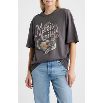 Junk Food Music City Nashville Graphic T-Shirt in Vintage Black at Nordstrom, Size X-Small