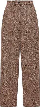 Moncler Moncler Straight-leg Wool Pants, Women, Brown, Size: 40