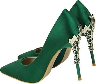 Generic Women Spring Sequin High Heel Pumps Pointed Toe Metal Detail Wedding Dress Shoes