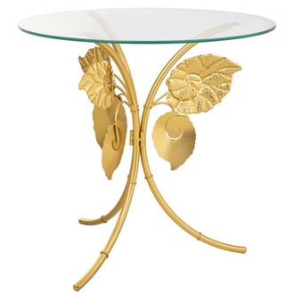 Wanderlust Deco Mesa esquinera redonda de metal dorado d70x70