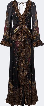 Etro Printed ruched silk maxi dress